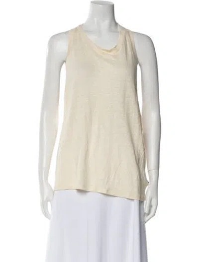 Pre-owned Jamie Haller Linen Scoop Neck Top In Neutral