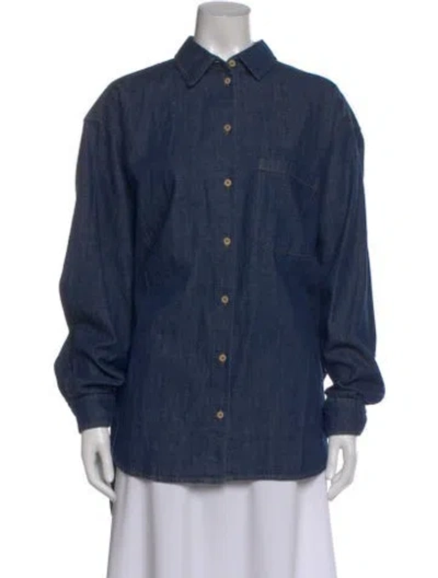 Pre-owned Jamie Haller Long Sleeve Button-up Top In Blue