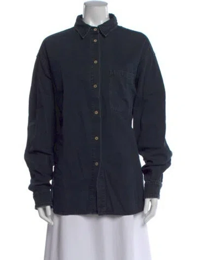 Pre-owned Jamie Haller Long Sleeve Button-up Top In Blue