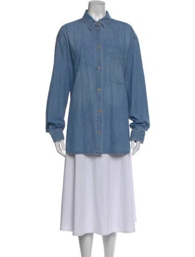 Pre-owned Jamie Haller Long Sleeve Button-up Top In Blue