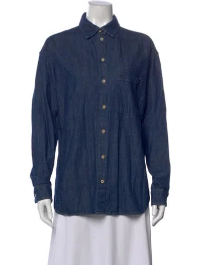 Pre-owned Jamie Haller Long Sleeve Button-up Top In Blue