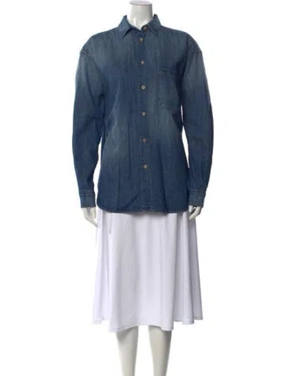 Pre-owned Jamie Haller Long Sleeve Button-up Top In Blue