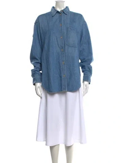 Pre-owned Jamie Haller Long Sleeve Button-up Top In Blue