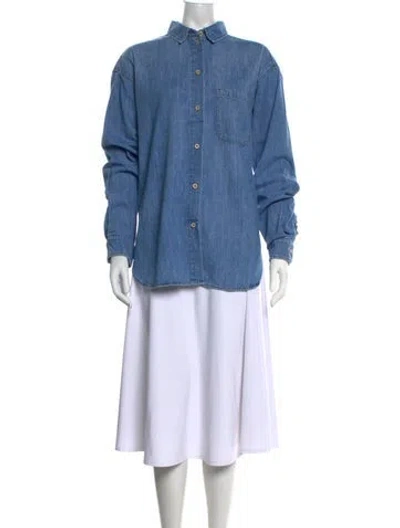 Pre-owned Jamie Haller Long Sleeve Button-up Top In Blue