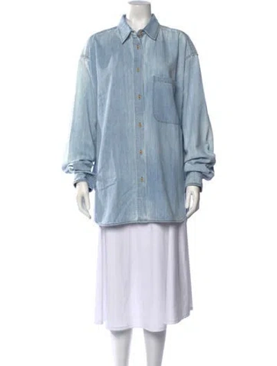 Pre-owned Jamie Haller Long Sleeve Button-up Top In Blue