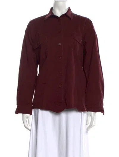 Pre-owned Jamie Haller Long Sleeve Button-up Top In Burgundy