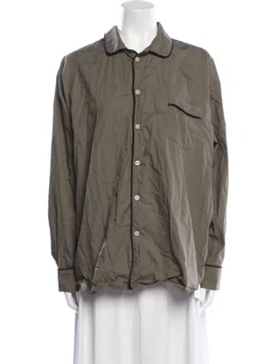 Pre-owned Jamie Haller Long Sleeve Button-up Top In Green