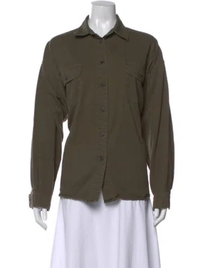 Pre-owned Jamie Haller Long Sleeve Button-up Top In Green