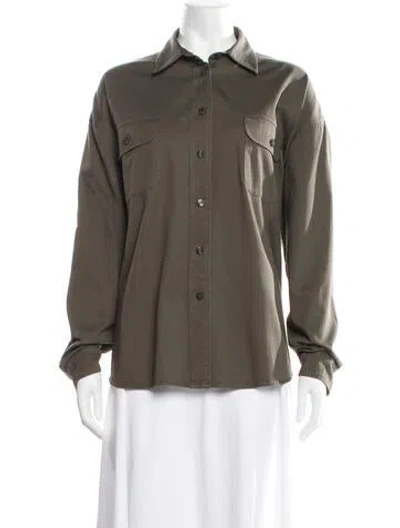 Pre-owned Jamie Haller Long Sleeve Button-up Top In Green