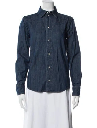 Pre-owned Jamie Haller Long Sleeve Button-up Top W/ Tags In Blue