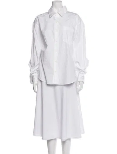 Pre-owned Jamie Haller Long Sleeve Button-up Top In White