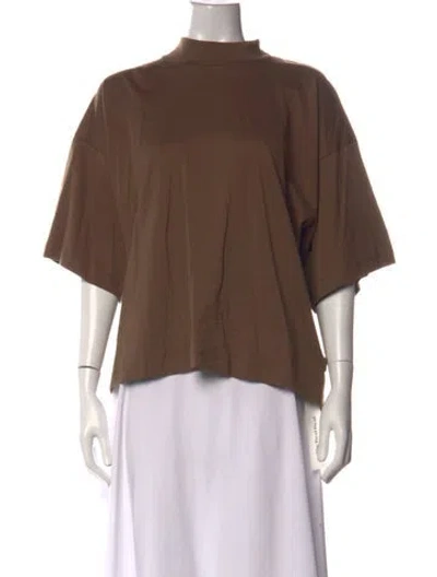 Pre-owned Jamie Haller Mock Neck Short Sleeve Top W/ Tags In Brown