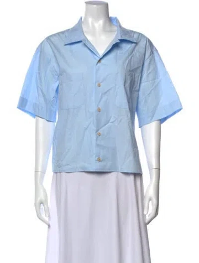 Pre-owned Jamie Haller Short Sleeve Button-up Top In Blue