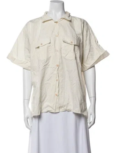 Pre-owned Jamie Haller Short Sleeve Button-up Top In Neutrals