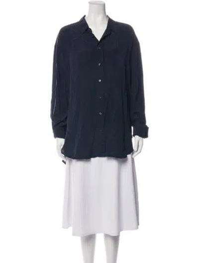Pre-owned Jamie Haller Silk Long Sleeve Button-up Top In Blue