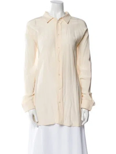 Pre-owned Jamie Haller Silk Long Sleeve Button-up Top In Neutral