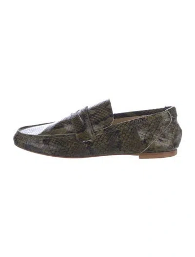 Pre-owned Jamie Haller Snakeskin Animal Print Loafers In Green