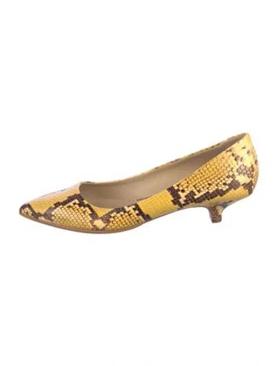 Pre-owned Jamie Haller Snakeskin Printed Pumps In Gold