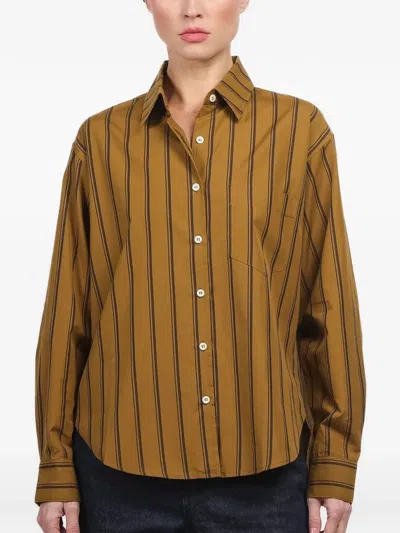 Jamie Haller Striped Chest-pocket Shirt In Brown