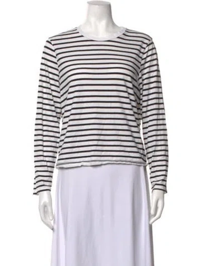 Pre-owned Jamie Haller Striped Crew Neck Top In White