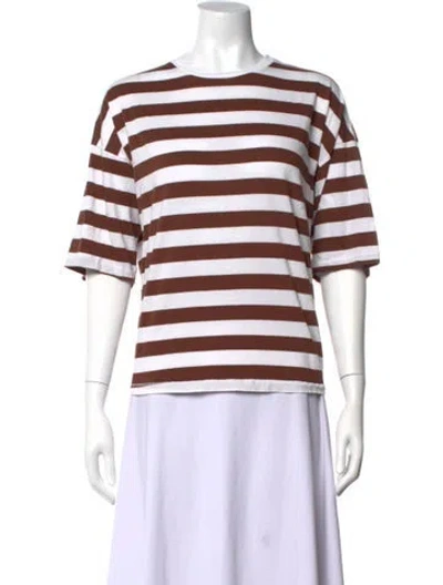Pre-owned Jamie Haller Striped Crew Neck T-shirt In Brown