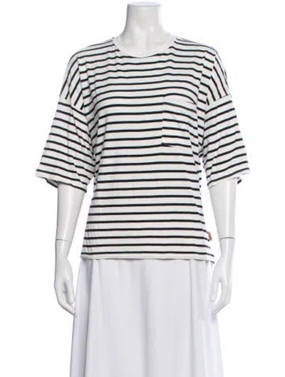 Pre-owned Jamie Haller Striped Crew Neck T-shirt In White