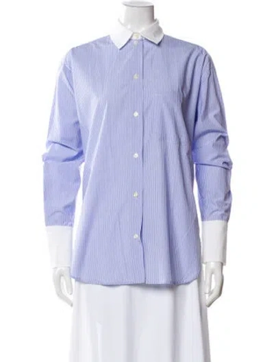 Pre-owned Jamie Haller Striped Long Sleeve Button-up Top In Blue