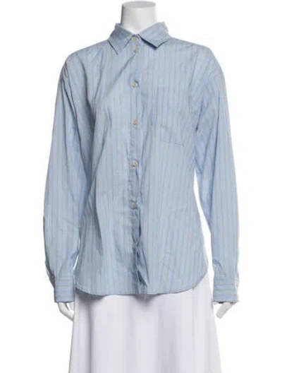 Pre-owned Jamie Haller Striped Long Sleeve Button-up Top In Blue