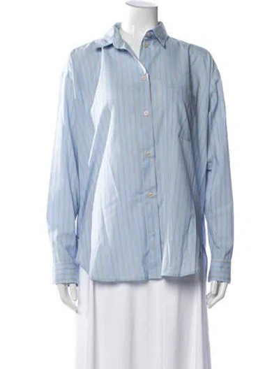 Pre-owned Jamie Haller Striped Long Sleeve Button-up Top In Blue
