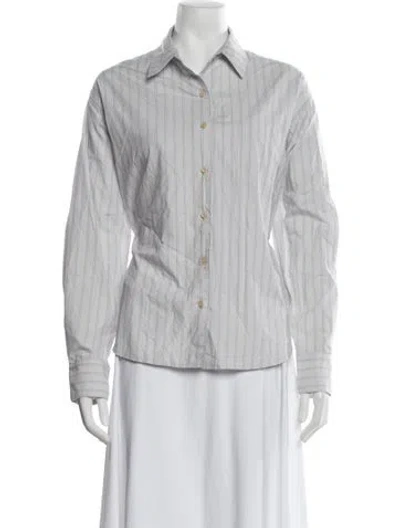 Pre-owned Jamie Haller Striped Long Sleeve Button-up Top In Grey