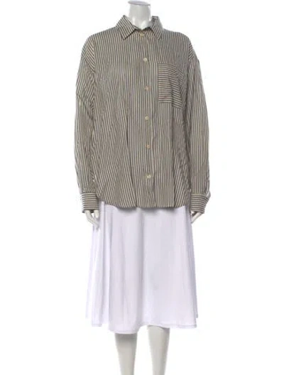 Pre-owned Jamie Haller Striped Long Sleeve Button-up Top In Multicolor