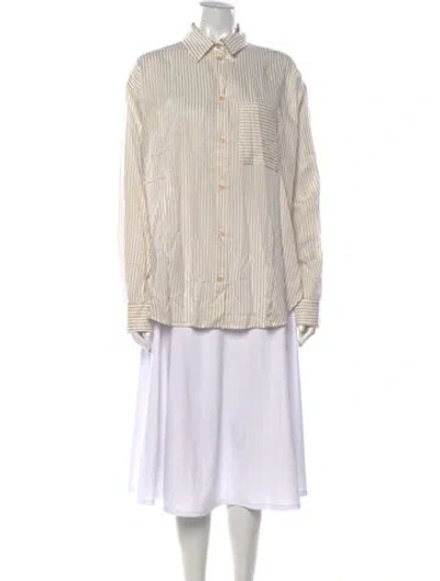 Pre-owned Jamie Haller Striped Long Sleeve Button-up Top In Neutrals