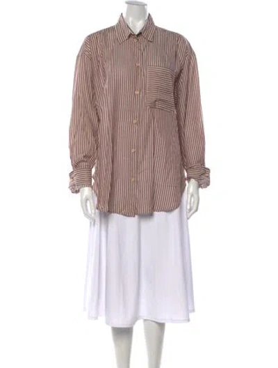 Pre-owned Jamie Haller Striped Long Sleeve Button-up Top In Neutrals