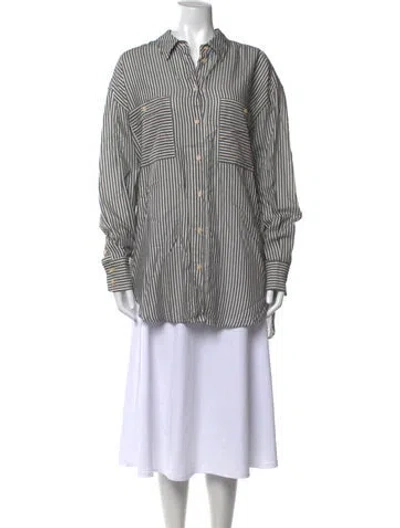 Pre-owned Jamie Haller Striped Long Sleeve Button-up Top W/ Tags In Multicolor