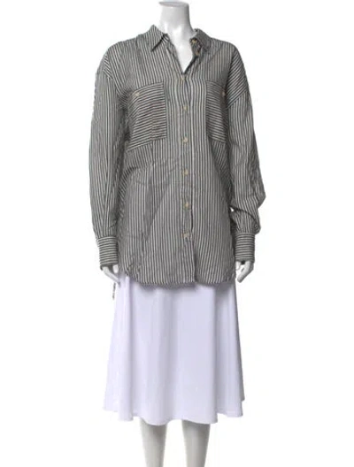Pre-owned Jamie Haller Striped Long Sleeve Button-up Top W/ Tags In Multicolor