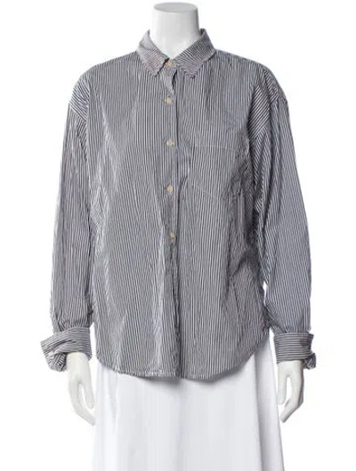 Pre-owned Jamie Haller Striped Long Sleeve Button-up Top In White
