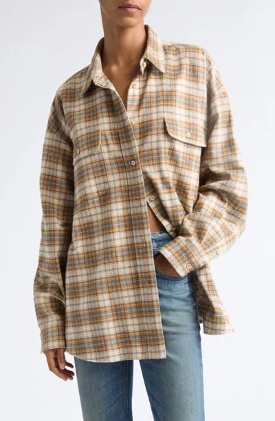 Jamie Haller The Big Shirt Plaid Cotton Shirt In Gold Plaid
