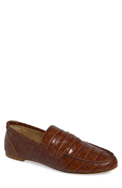 Jamie Haller The Croc Embossed Penny Loafer In Brown