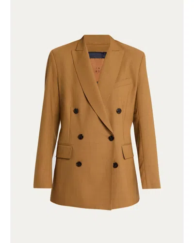 Jamie Haller The Double-breasted Wool Stretch Blazer Jacket In Brown