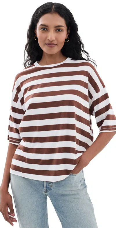 Jamie Haller The Draped Tee Brown Rugby Stripe