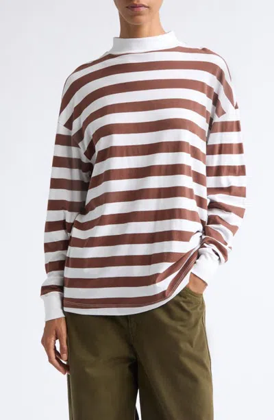 Jamie Haller The Hockey Striped Cotton Tee In Brown Rugby Stripe
