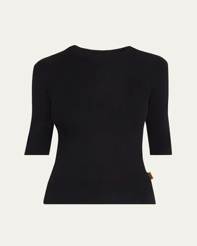 Jamie Haller The Rib Elbow-sleeve Crew T-shirt In Black