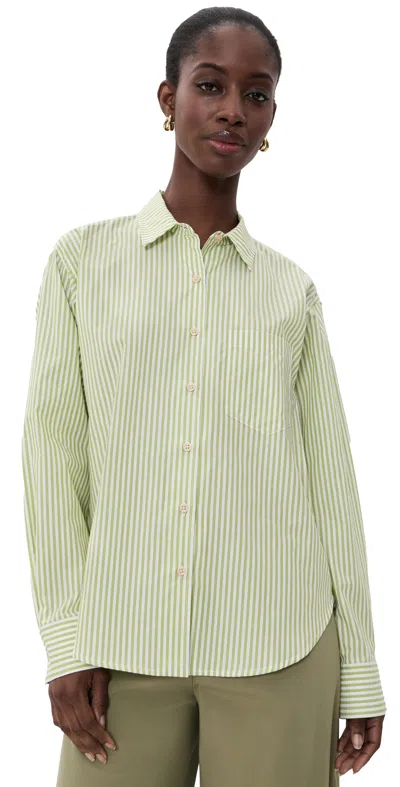 Jamie Haller The Weekend Button Down Shirt Lime Stripe In Green