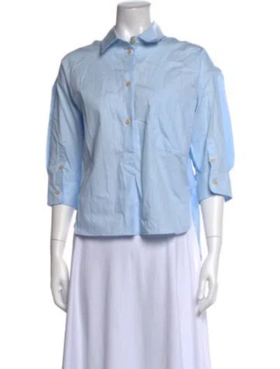 Pre-owned Jamie Haller Three-quarter Sleeve Button-up Top W/ Tags In Blue
