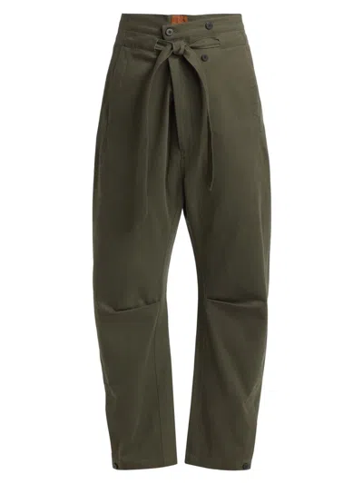 Jamie Haller Women's Everything Tie-waist Barrel-leg Pants In Green