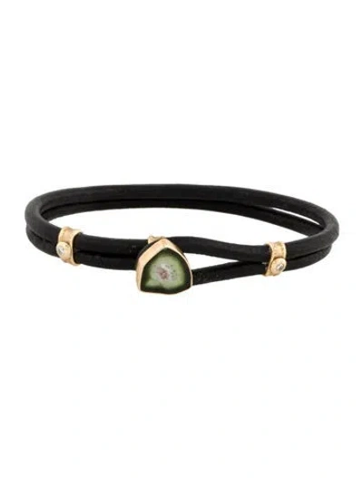 Pre-owned Jamie Joseph 14k Watermelon Tourmaline & Diamond Bracelet In Multi