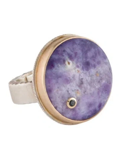 Pre-owned Jamie Joseph Agate & Diamond Cocktail Ring In Multi