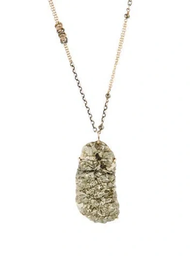 Pre-owned Jamie Joseph Pyrite Pendant Necklace, 26" In Multi