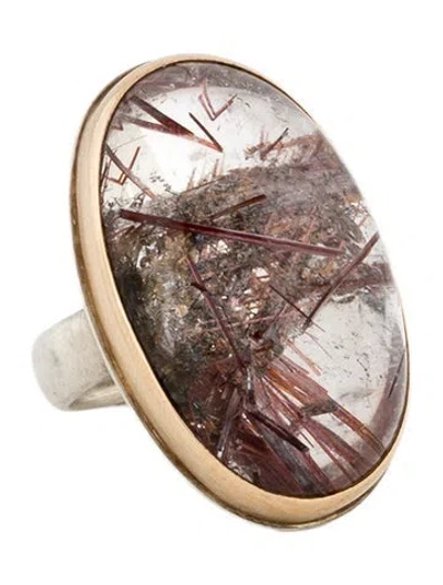 Pre-owned Jamie Joseph Red Rutilated Quartz Cocktail Ring In Multi