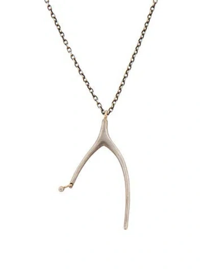 Pre-owned Jamie Joseph Two-tone Diamond Wishbone Pendant Necklace, 28" In Multicolor